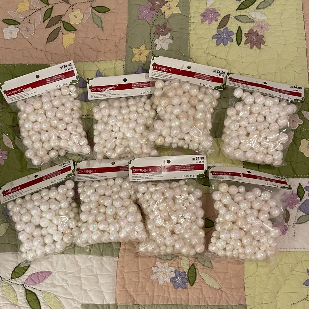 Bundle of Celebrate It Decorative Fillers - White Sparkly Balls